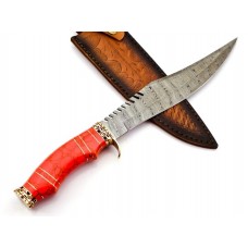 Damascus handmade Bowie knife Hunting Knive D2 Steel Sharped Blade With Free Leather Sheath